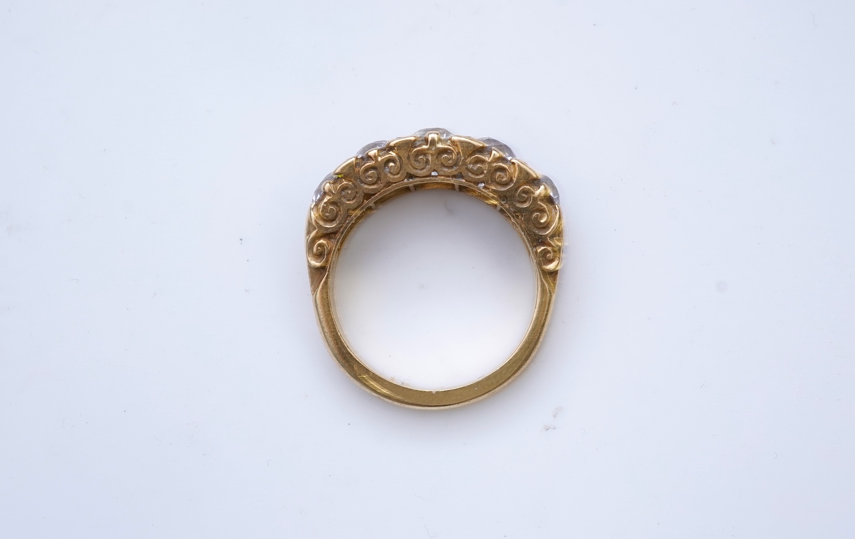 A five-stone diamond ring, circa 1900